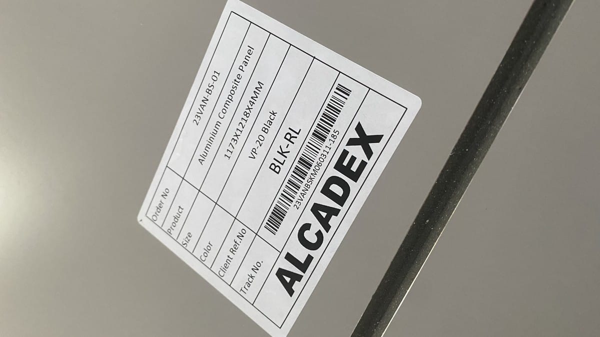 Alcadex ACP production label used to verify material identity