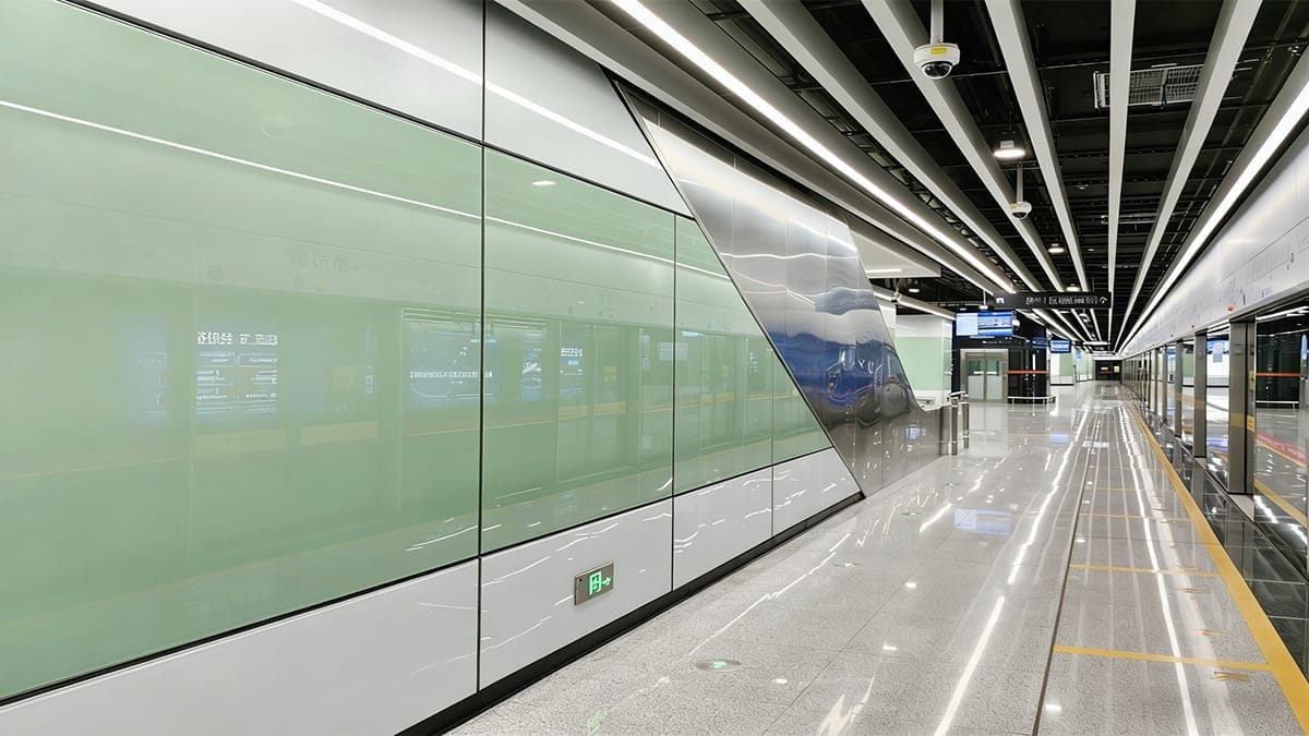 Interior wall panel application illustrating smooth modular partition finishes
