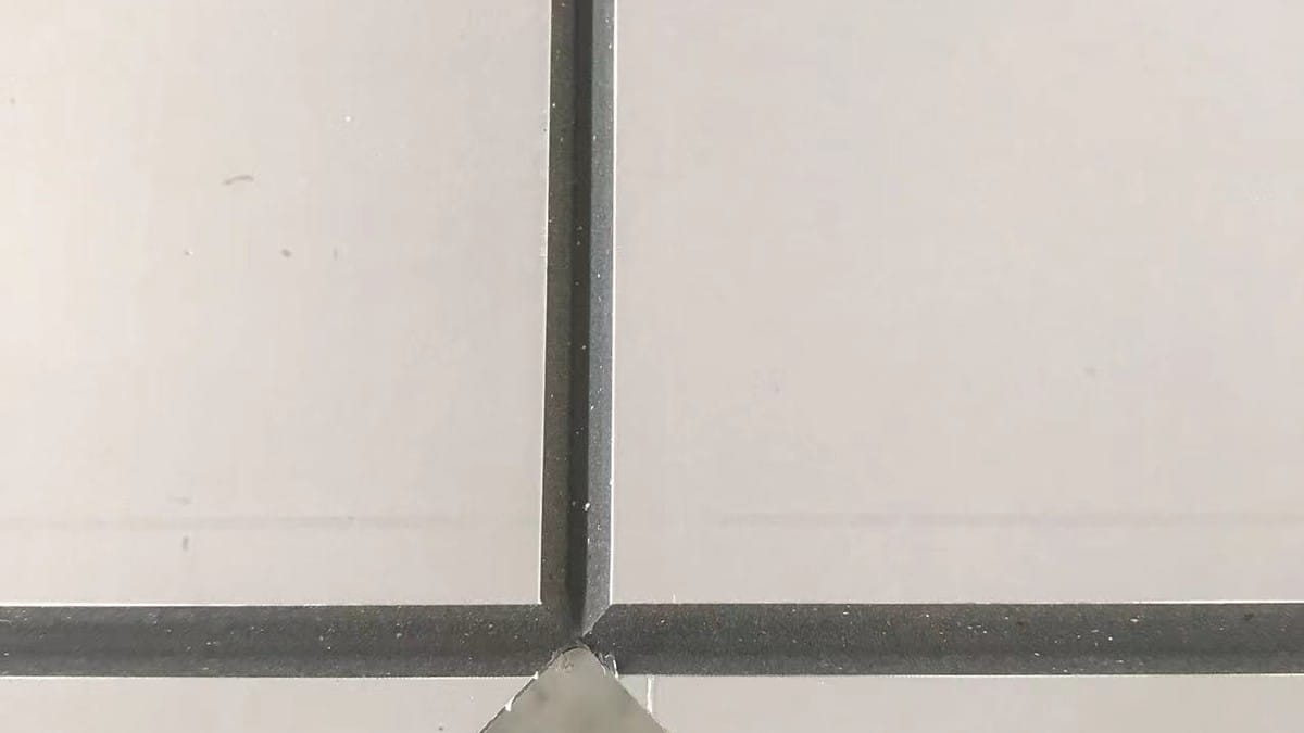 Fabricated ACP cassette joint detail before sealant installation