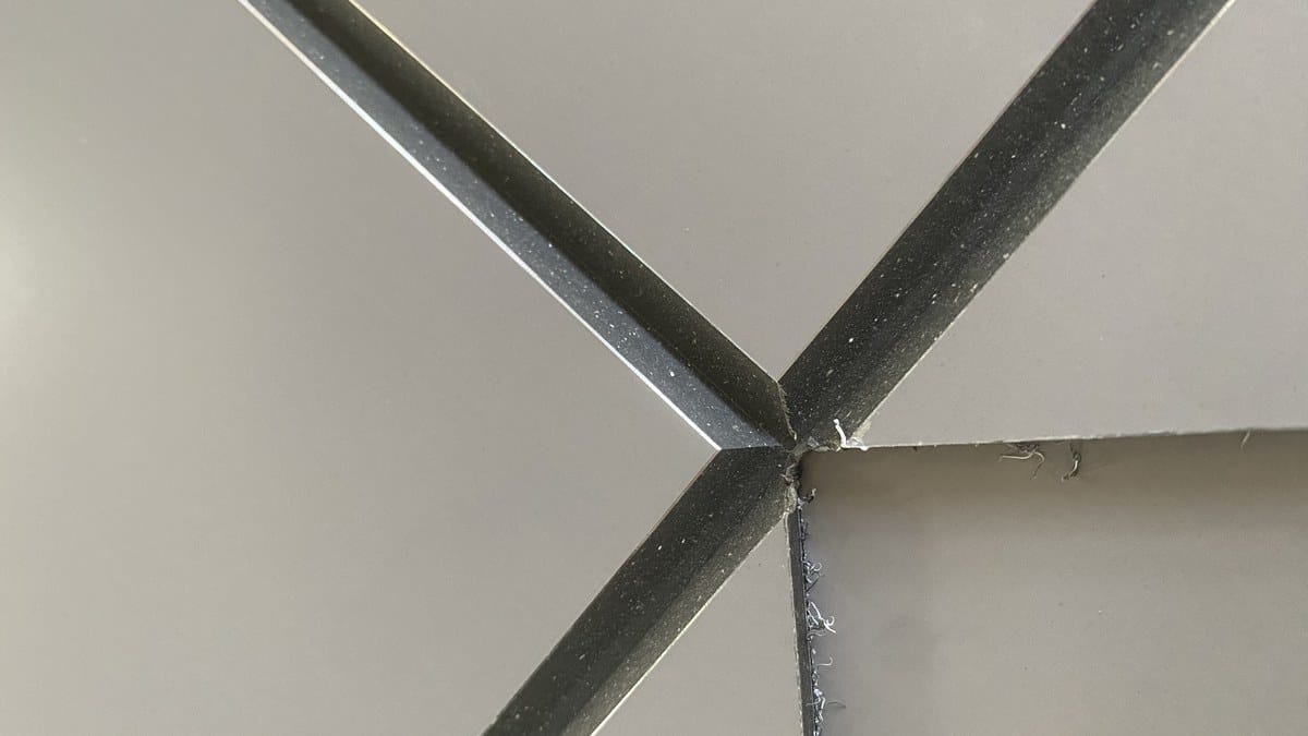 Routed ACP first-off part ready for groove and fold inspection