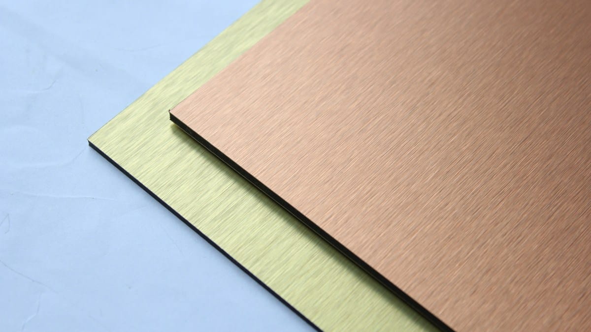 Close view of directional brushed ACP surface texture