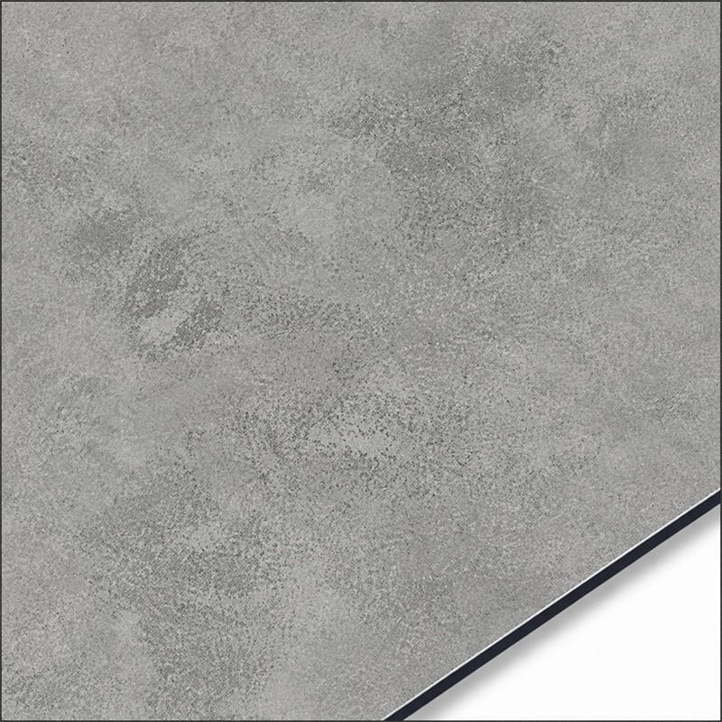 QSJ-0059 aluminium composite panel sample showing a grey marble-effect finish with soft cloudy mottling