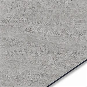 QSJ-0068 aluminium composite panel sample showing a light grey stone-effect surface with mottled horizontal bands