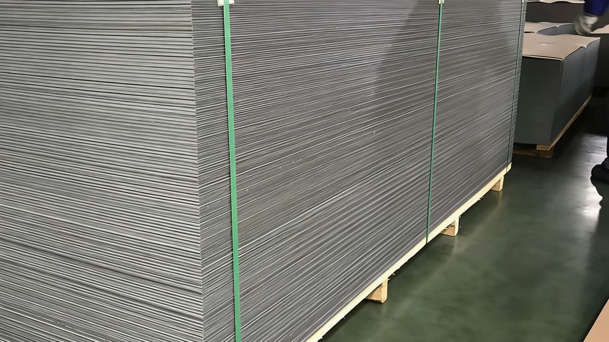 Alcadex aluminum composite panels stacked for controlled factory handling