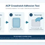 Sequência conceitual de teste de adesão em padrão quadriculado para um revestimento de ACP.