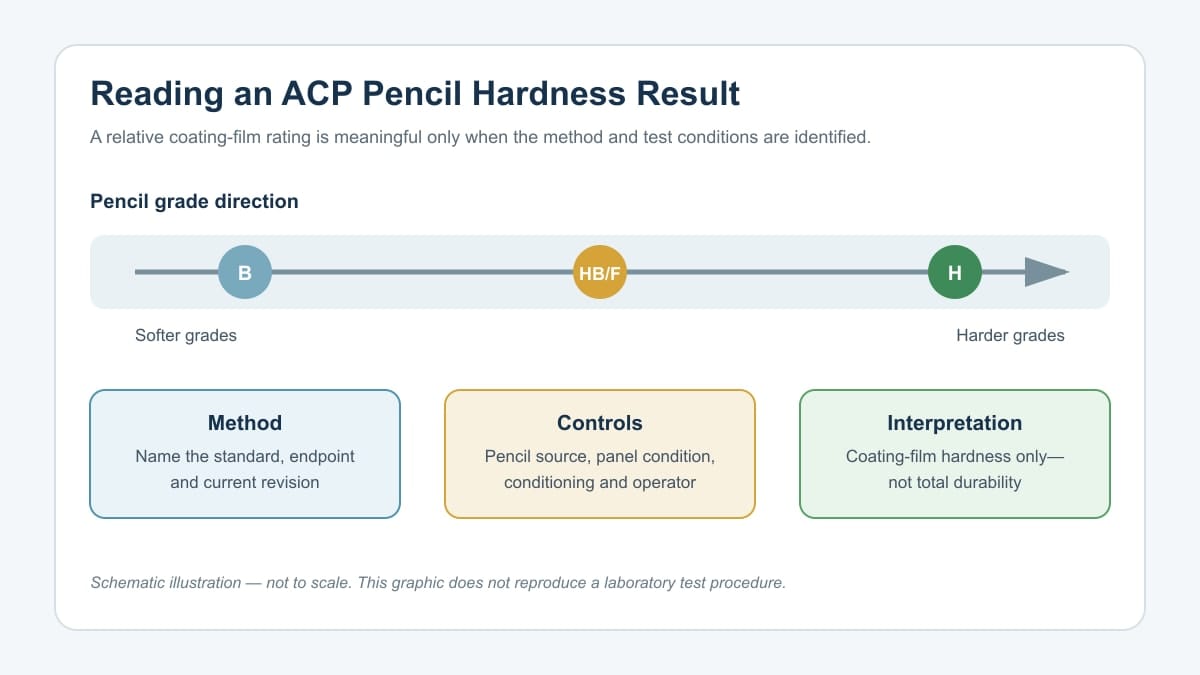 Schematic guide to interpreting ACP pencil hardness test results