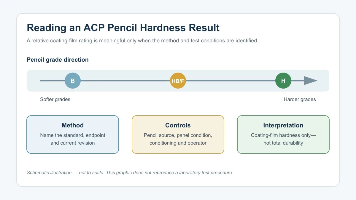 Schematische Anleitung zur Interpretation der Ergebnisse des Härtetests mit ACP-Bleistiften