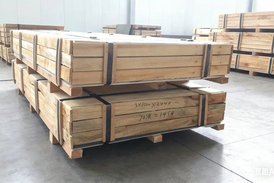 Panels packed in wooden crates