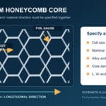 Conceptual aluminum honeycomb core showing cell size foil gauge and ribbon direction